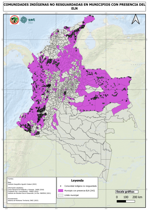 COMUNIDADES INDÍGENAS NO RESGUARDADAS EN MUNICIPIOS CON PRESENCIA DEL ELN