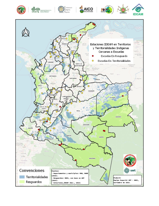 Estaciones IDEAM en territorios y territorialidades indígenas