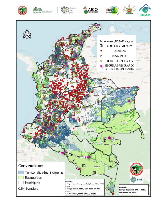 Estaciones IDEAM según ámbito indígena