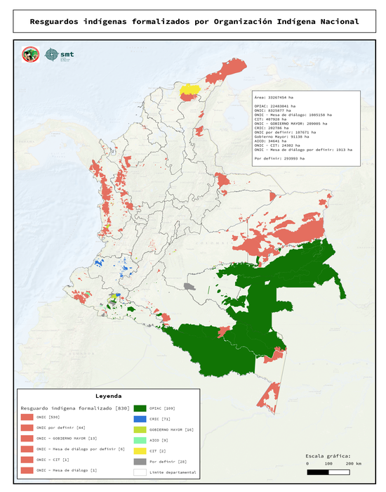 RESGUARDOS INDÍGENAS FORMALIZADOS POR ORGANIZACIÓN INDÍGENA